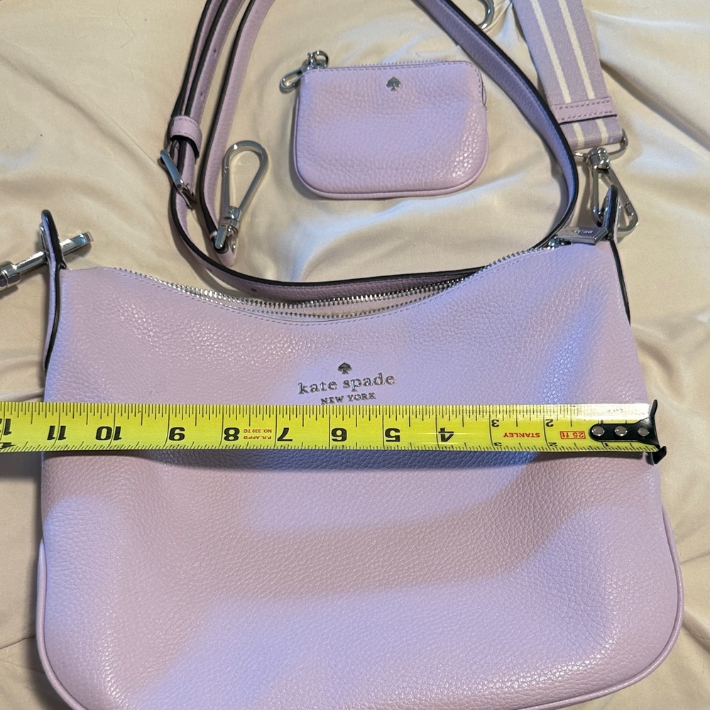 Kate Spade Lavender Pebbled Leather Crossbody with Striped Strap and Coin Pouch - Picture 10 of 10
